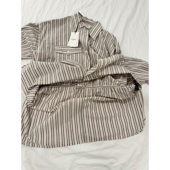 Isabel Marant Ajady Striped Button Down Shirt Women's 36 Organic Cotton Utility - Picture 12 of 16